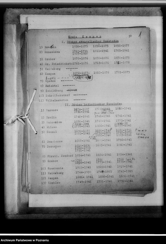 image.from.unit.number "Bücher evangelischer und katholischer Gemeinden, Zivilstandsregister, Convertiten, Konfirmanden, Kommunikanten, Aufgebote, Register, Vertrauungsbücher, Kreis Kempen [powiat kępiński]"