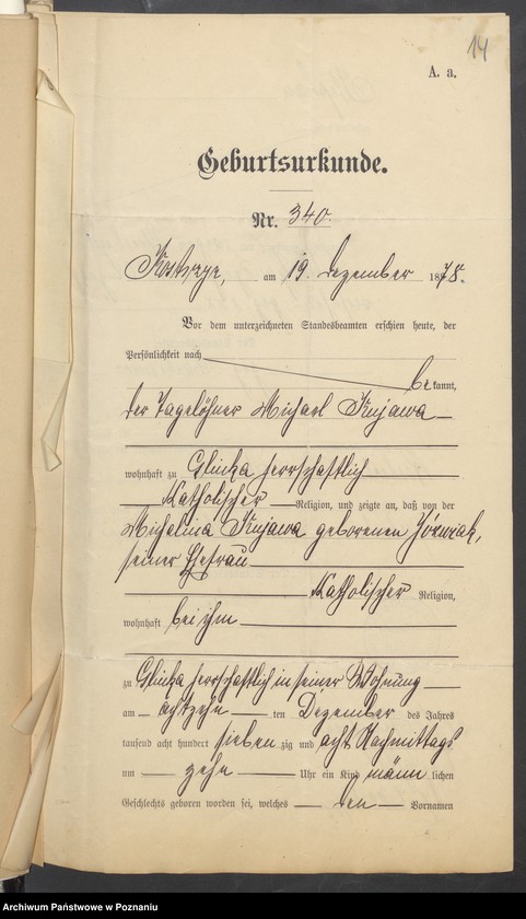 Obraz 16 z jednostki "Die von den Verlobten beigebrachten Urkunden zur Eheschliessung pro 1900"