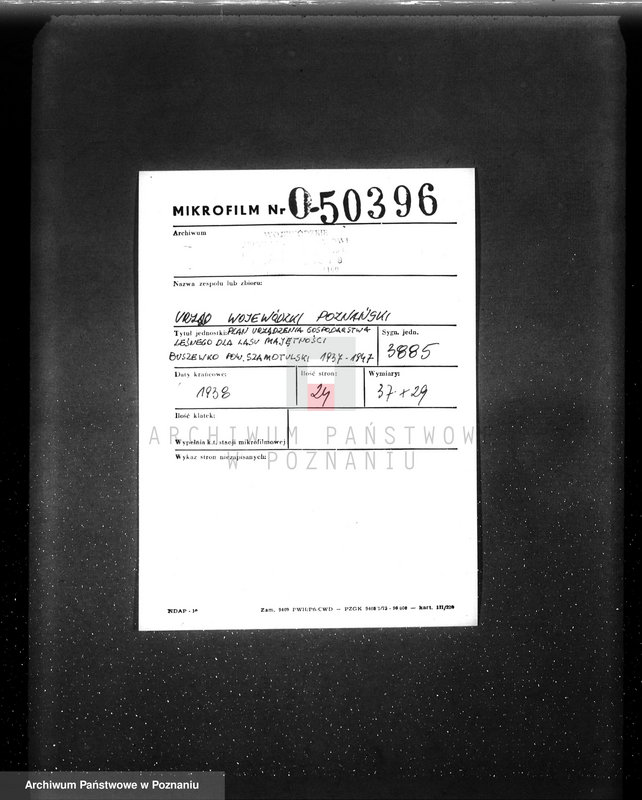 Obraz 2 z jednostki "Plan urządzenia gospodarstwa leśnego dla lasu majętności Buszewko powiat szamotulski 1937-1947"