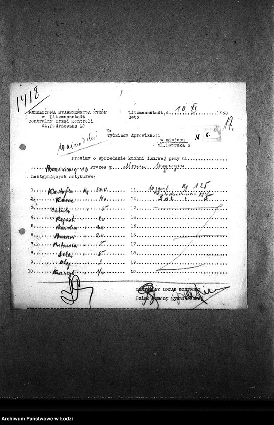 Obraz 20 z jednostki "[Kuchnia, ul. Brzezińska 10. Działalność kuchni, personel, konsumenci, kontrole]"