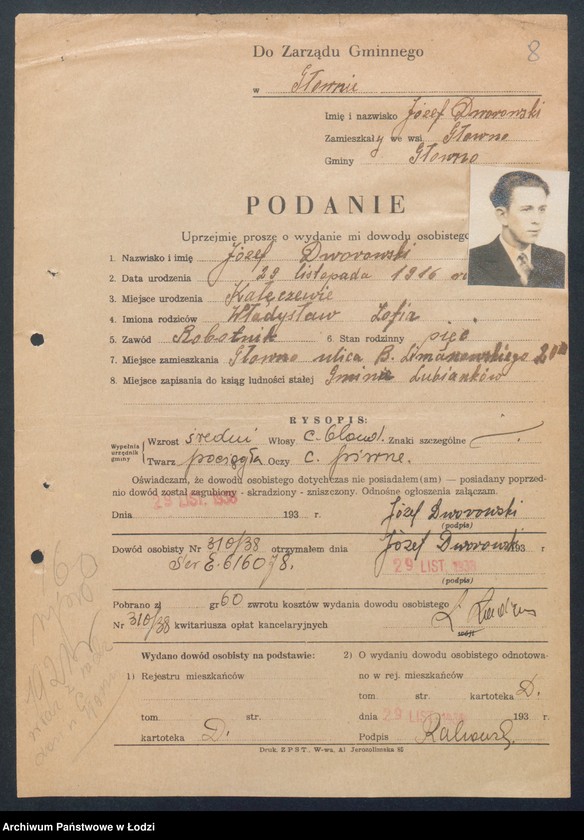 image.from.unit.number "Podania o wydanie dowodów osobistych. Litery D -F"