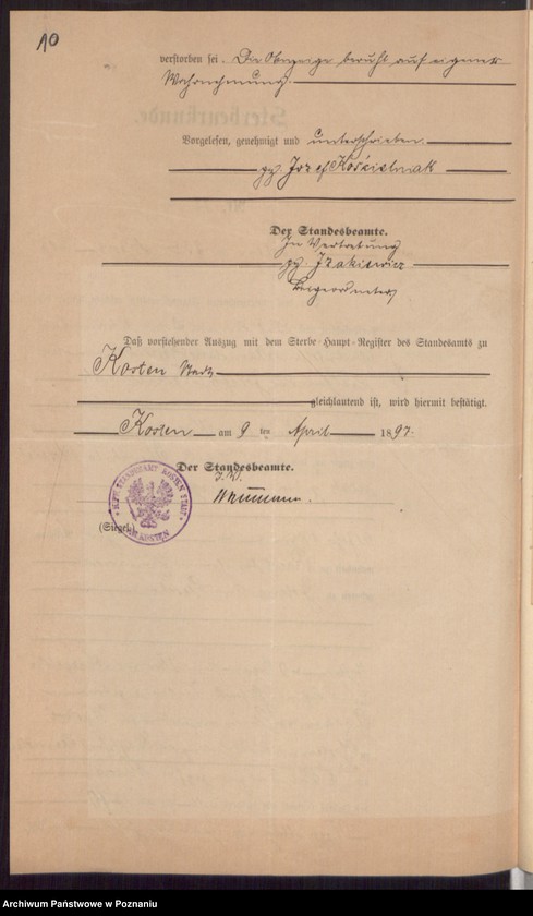 Obraz 12 z jednostki "Die von den Verlobten beigebrachten Urkunden zur Eheschliessung pro 1897"