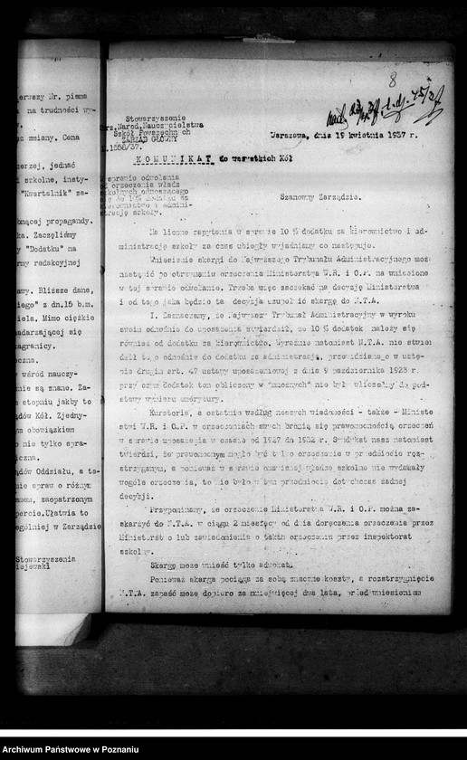 Obraz 12 z jednostki "Okólniki Zarządu Głównego i Okręgowego"