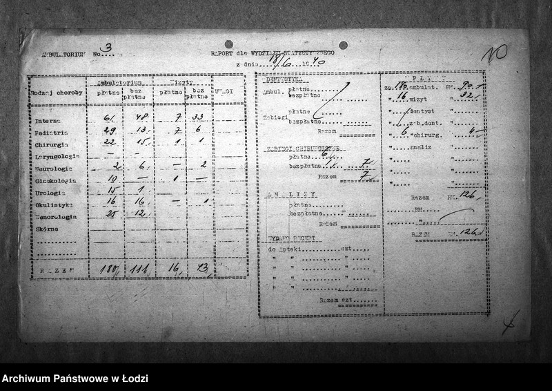 Obraz 13 z jednostki "[Ambulatorium nr 3. Dzienne sprawozdania statystyczne]"