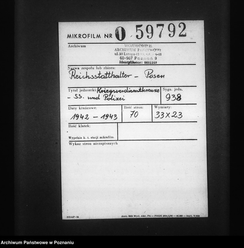 Obraz 2 z jednostki "Kriegsverdienstkreuze- SS. Und Polizei"