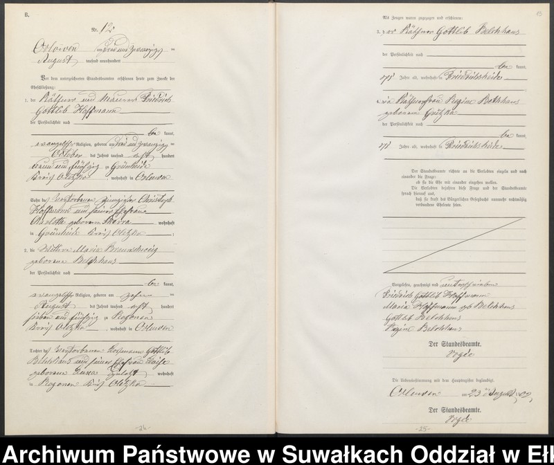 image.from.unit.number "Heiraths-Neben-Register des Preussischen Standes-Amtes Orlowen Kreis Lötzen"