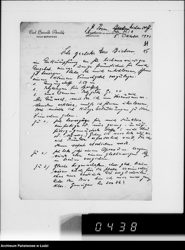 Obraz 19 z jednostki "C.H.Arnoldy Posen. [Korespondencja z G.V.w sprawie zakupu towarów]"