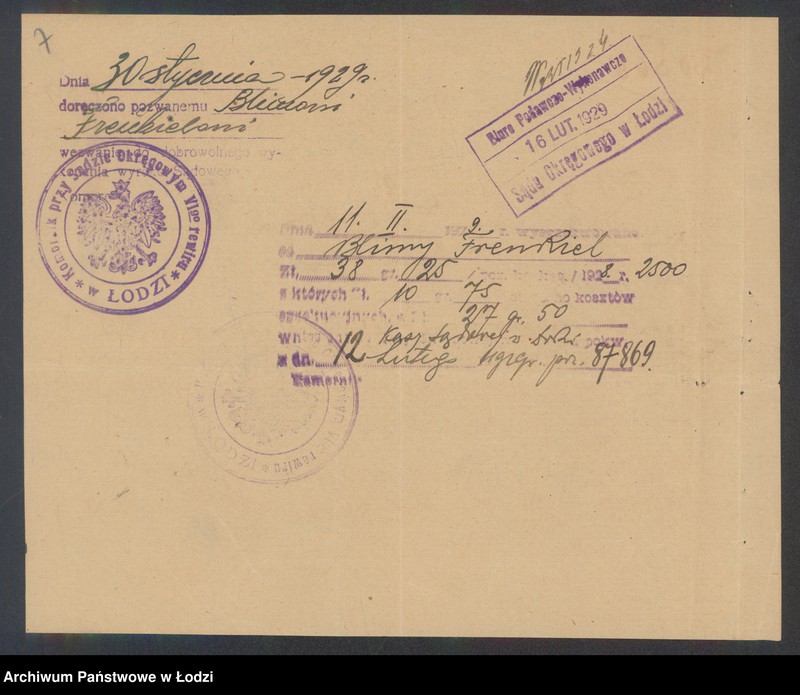 Obraz 9 z jednostki "Blima Frenkiel- sprzedaż towarów bawełnianych"