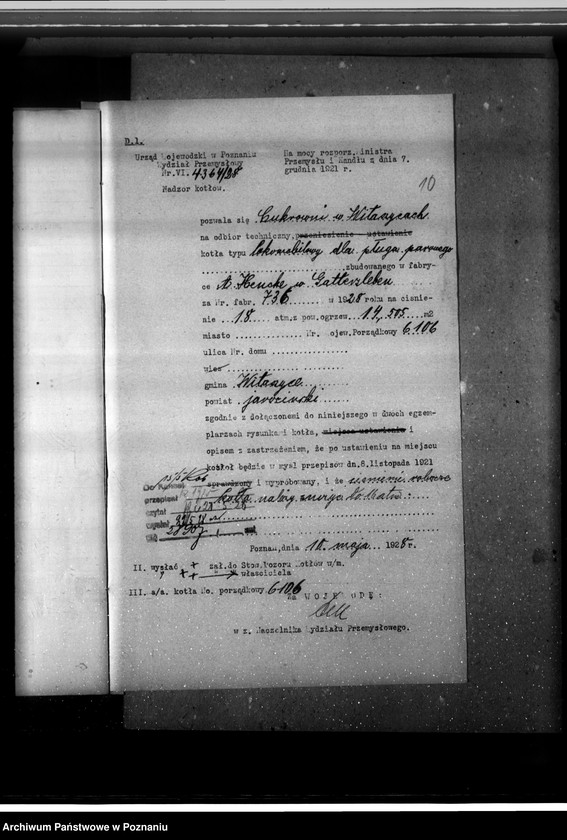 Obraz 15 z jednostki "Cukrownia w Witaszycach nr fabr. kotła 736 nr woj. kotła 6106"