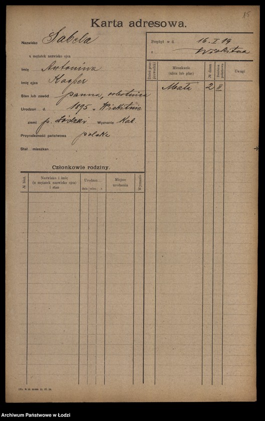 Obraz 17 z jednostki "[Spis ludności Łodzi] Syta-Szadkowski"