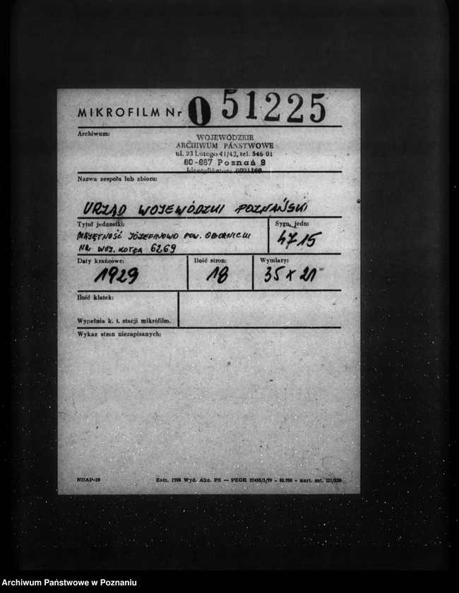 Obraz 2 z jednostki "Majętność Józefinowo pow. obornicki nr woj. kotła 6269"