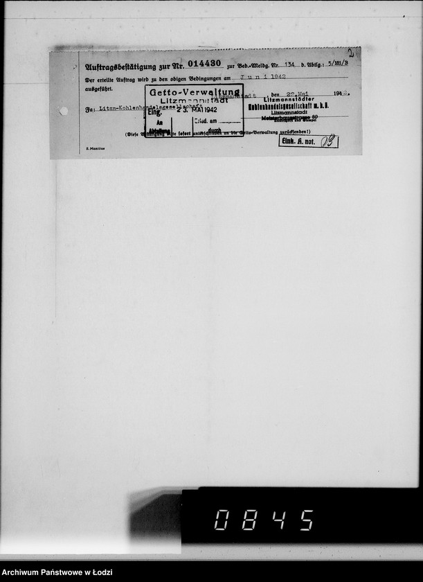 Obraz 6 z jednostki "Aufträge [Lieferscheinen und Rechnungen] 14370-14430 [Dostawy artykułów pierwszej potrzeby do Getta]"