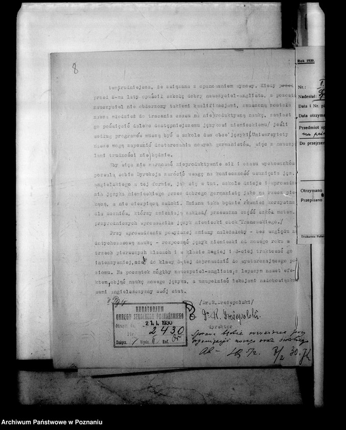 Obraz 12 z jednostki "Państwowe Gimnazjum imienia Bergera - Poznań [między innymi sprawozdanie z egzaminu dojrzałości eksternów i abiturientów]"