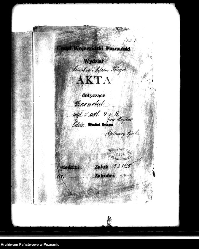 Obraz 4 z jednostki "Majątek Czarnotul powiatu mogileńskiego wyłączenie z art.. 4 i 5 ustawy o wykonaniu reformy rolnej Apolinary Bartz"