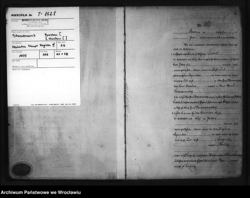 image.from.unit.number "Heiraths-Haupt-Register Breslau I 1877 Band 3"