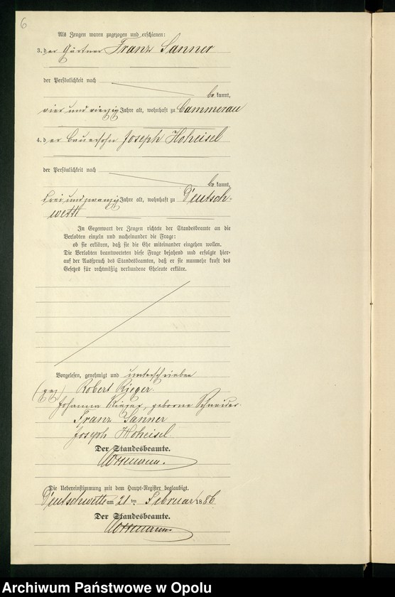 Obraz 10 z jednostki "Heiraths-Neben-Register des Standesamts Deutsch Wette pro 1886"