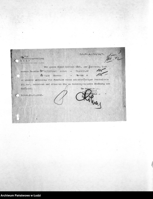 Obraz 6 z jednostki "[Korespondencja z wydziałami w sprawach personalnych, zatrudnienia i płac]"