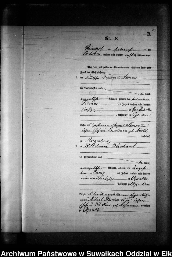 image.from.unit.number "Heiraths-Neben-Register des Preussischen Standes-Amtes Gr. Strengeln Kreis Angerburg"