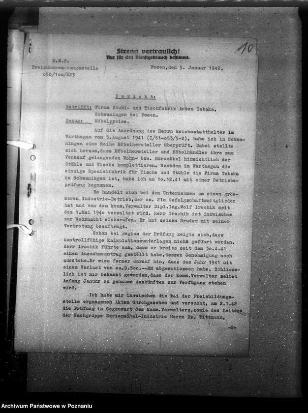 Obraz 14 z jednostki "Stuhl- und Tischfabrik "Tabaka" - Schwaningen (Swarzędz), przekroczenia cen"