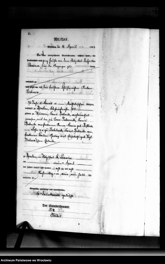 image.from.unit.number "Sterbe-Haupt-Register Breslau II 1888 Band 4"