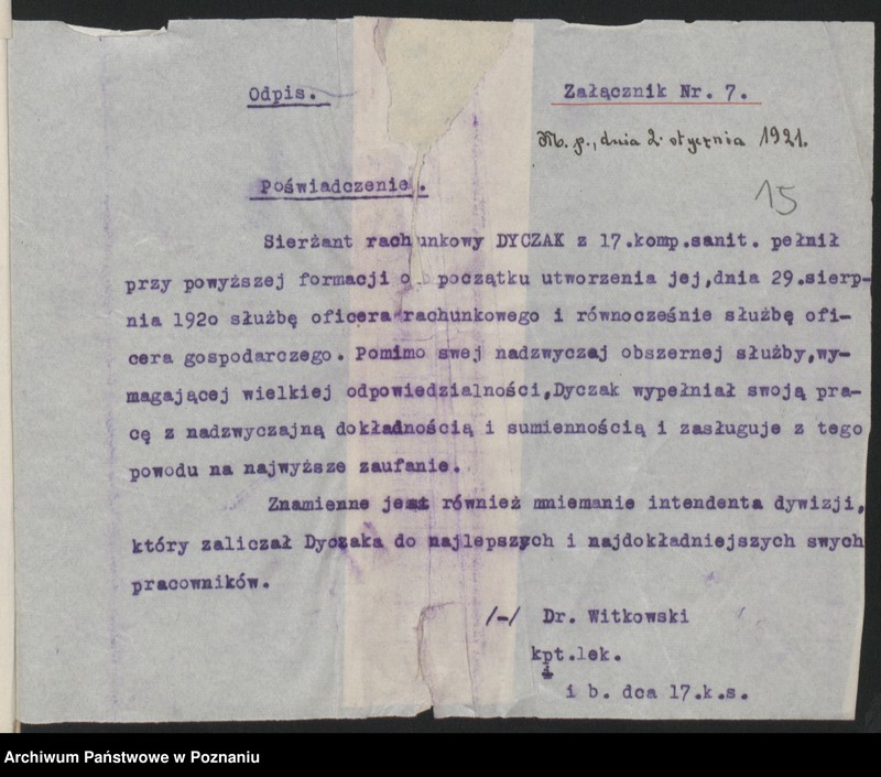 Obraz 17 z jednostki "Koło - Poznań przebieg służby wojskowej Leonarda Dyczaka."