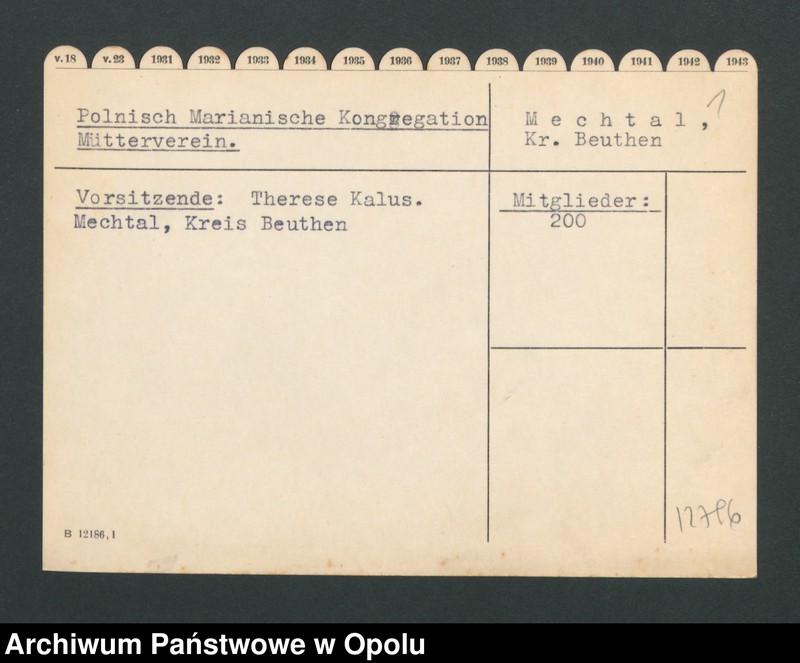 Obraz 3 z jednostki "Polnisch Marianische Kongregation Mütterverein - Mechtal, Kr. Beuthen"