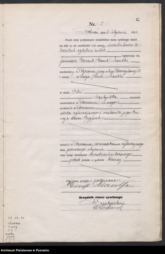 Obraz 7 z jednostki "Księga miejscowa zgonów tom I [Rejestr główny zgonów]"