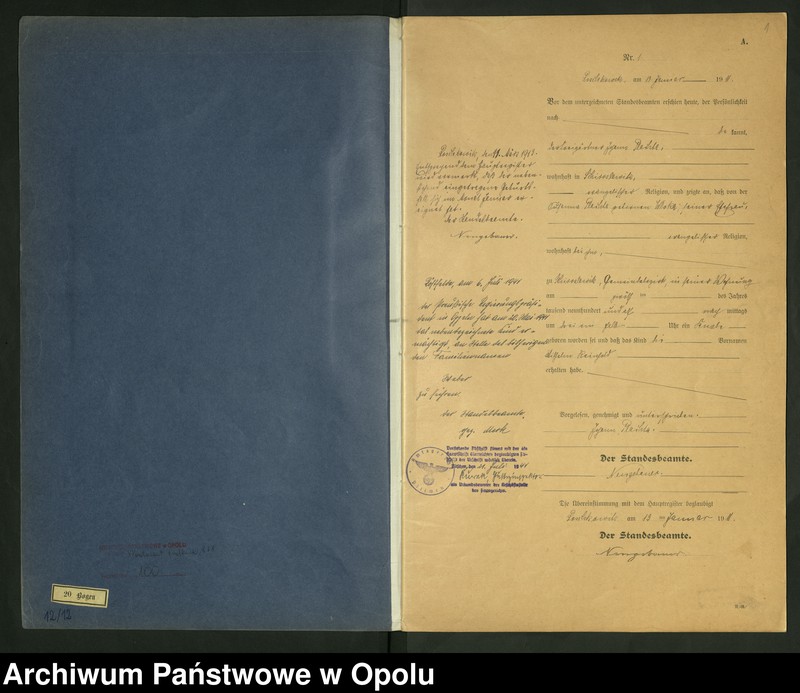 Obraz 3 z jednostki "Geburts-Register (Neben-Register) Standesamt Roschkowitz 1911 No.1 bis 49"