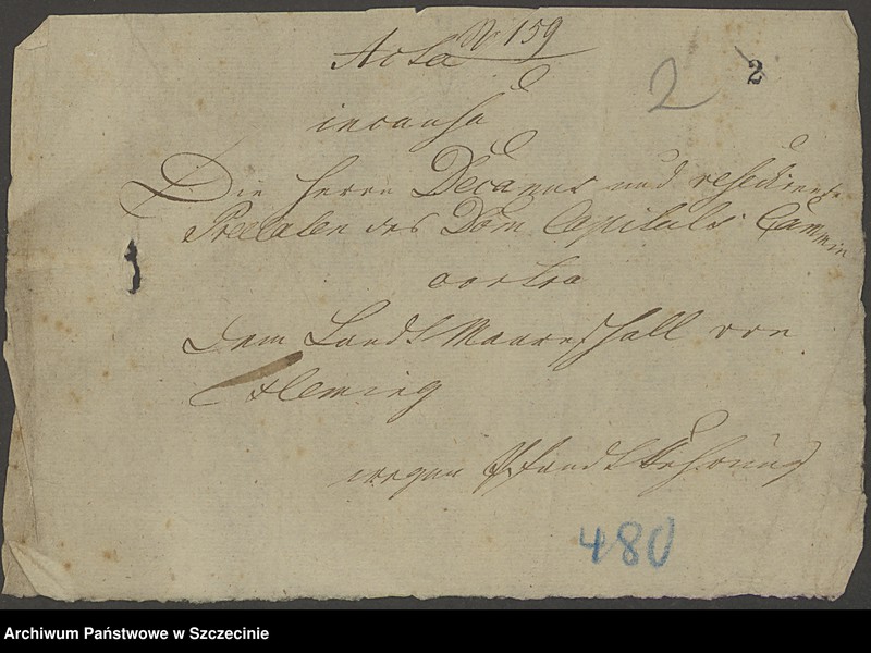 image.from.unit.number "Domkapitel contra den Land-Marschall v[on] Flemming wegen Pfandkehrung."