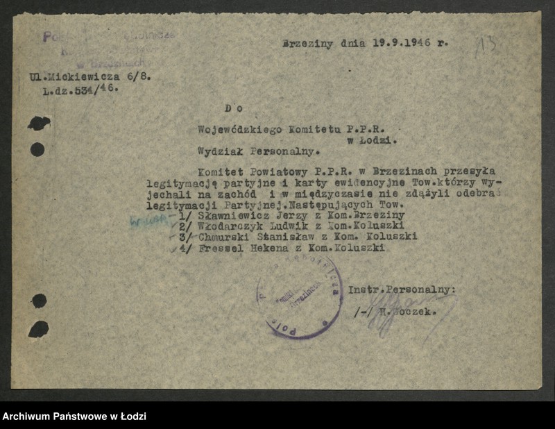 Obraz 14 z jednostki "Wykazy wykluczonych z partii i ubyłych z innych przyczyn [z lat 1945 - 1947]"