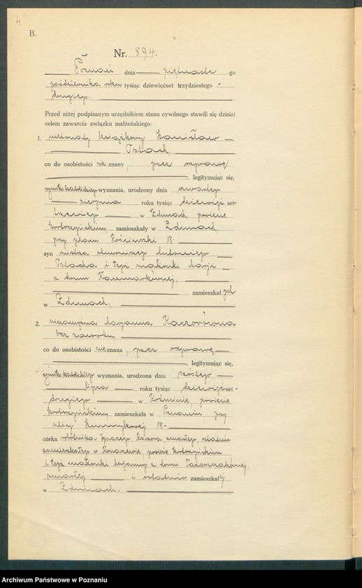 Obraz 6 z jednostki "Księga miejscowa małżeństw tom IV [Rejestr główny małżeństw]"