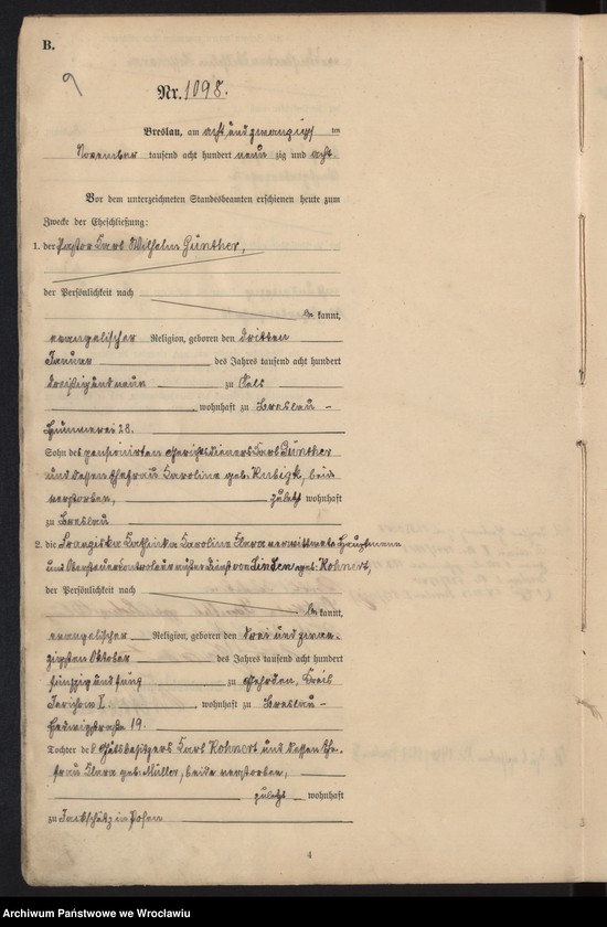 image.from.unit.number "Heiraths-Haupt-Register Breslau I 1898 Band 7"