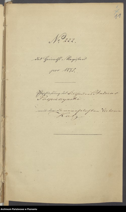 Obraz 13 z jednostki "Die von den Verlobten beigebrachten Urkunden zur Eheschliessung pro 1875"