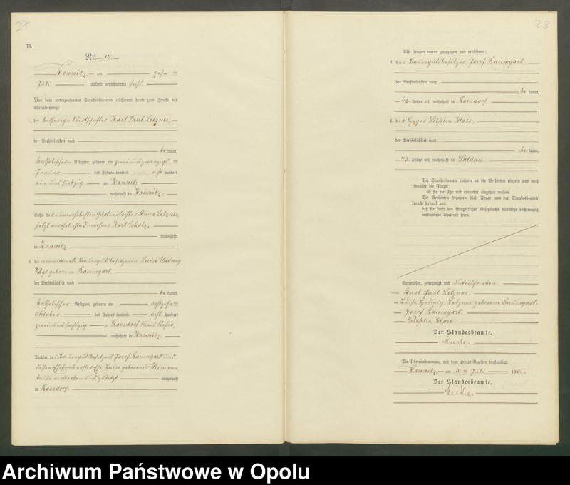 Obraz 17 z jednostki "Heiraths-Neben-Register Standesamts Koppitz pro 1906"