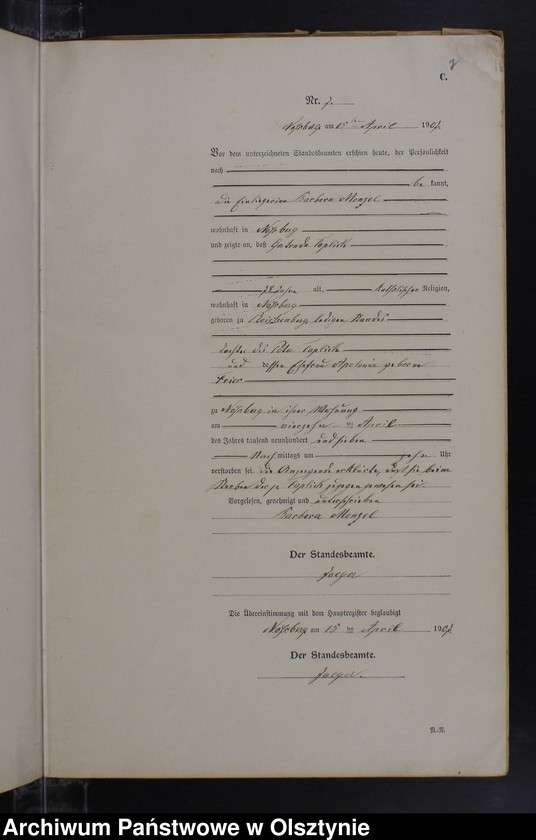 image.from.unit.number "Sterbe-Neben-Register Nr 1 - 19"