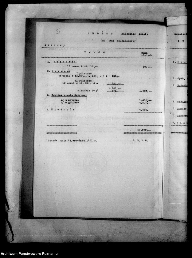 Obraz 9 z jednostki "Miejska Szkoła Rzemieślniczo-Przemysłowa- Ostrów [budżet na rok 1932]"