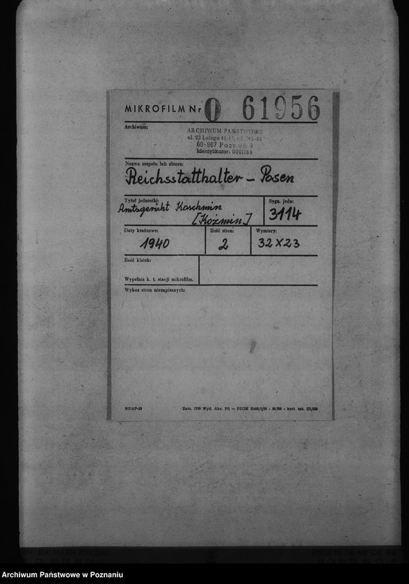 Obraz 2 z jednostki "Amtsgericht Koschmin - Koźmin"