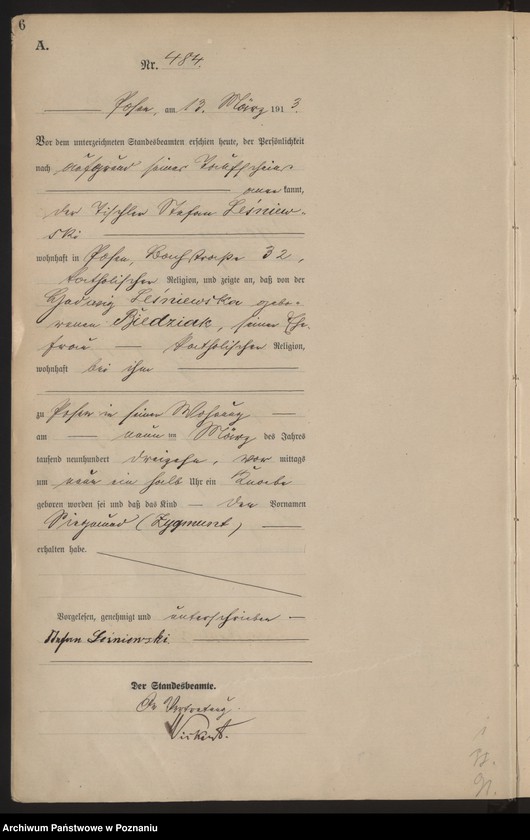 Obraz 8 z jednostki "Księga miejscowa urodzeń tom II [Rejestr główny urodzeń]"