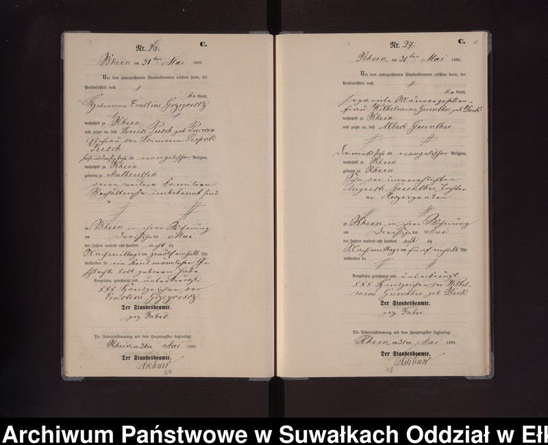 Obraz 18 z jednostki "Sterbe-Neben-Register des Preussischen Standes-Amtes Rhein Kreis Loetzen"