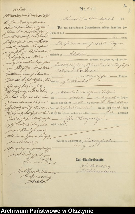 image.from.unit.number "Geburts-Haupt-Register Tom II,Nr 401 - 727"