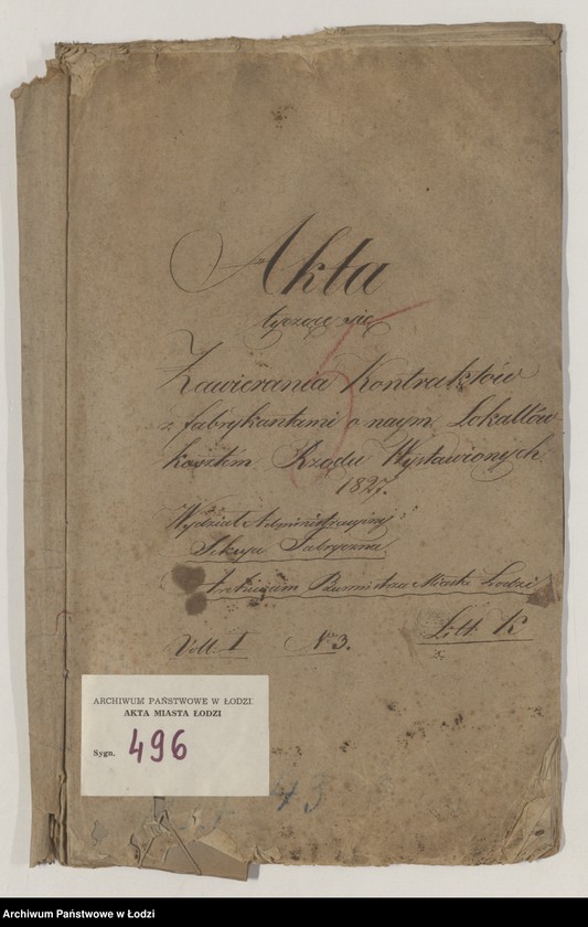 Obraz 3 z jednostki "Akta tyczące się zawierania kontraktów z fabrykantami o najem lokalów kosztem rządu wystawionych"