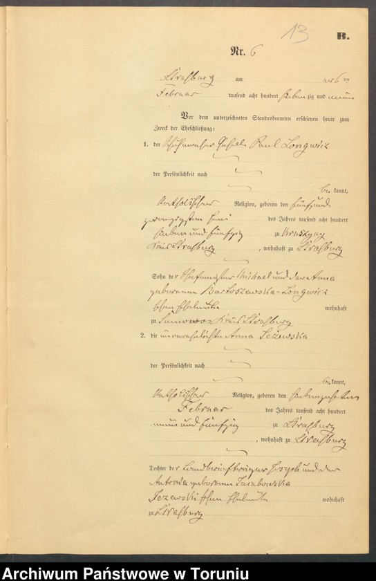 image.from.unit.number "Heiraths-Neben-Register Stadt Strasburg [ Brodnica- Miasto]für das Jahr 1879"