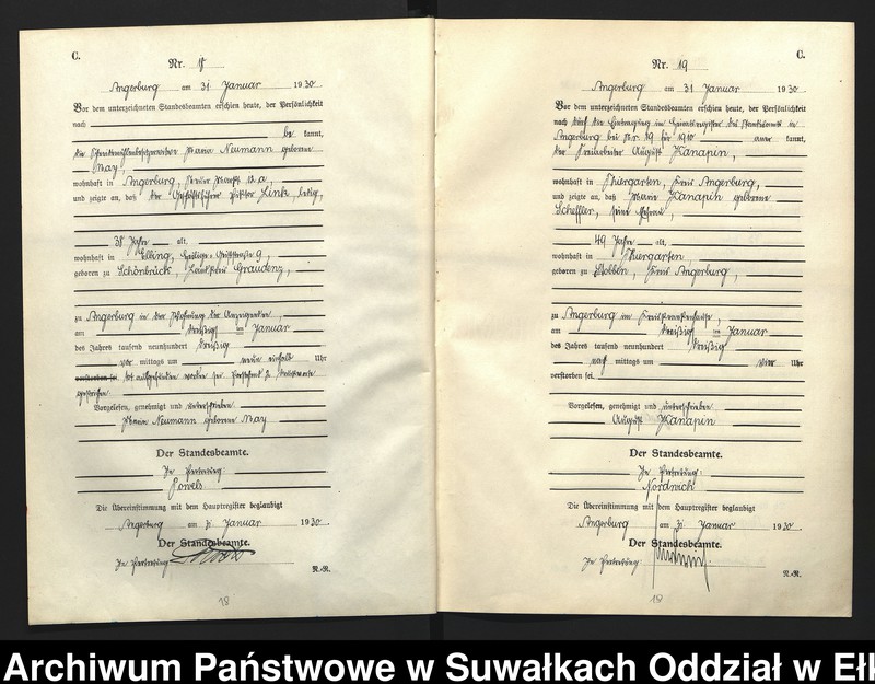 image.from.unit.number "C2. Sterbe - Register (Neben - Register) Standesamt Angerburg Ostpr. einschl. der Standesamtsbezirk Gross Strengeln, Kehlen und Prinowen"