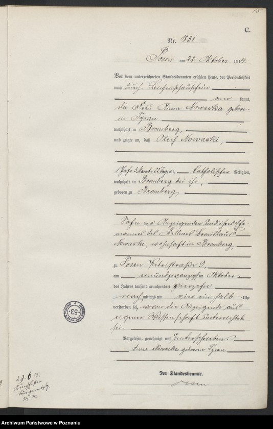 Obraz 17 z jednostki "Księga miejscowa zgonów tom V [Rejestr główny zgonów]"