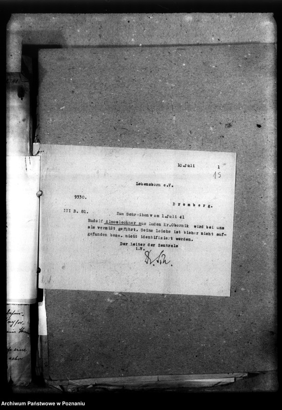 Obraz 19 z jednostki "Korespondencja w sprawie miejscowych Niemców, którzy zginęli w 1939 roku A - K"