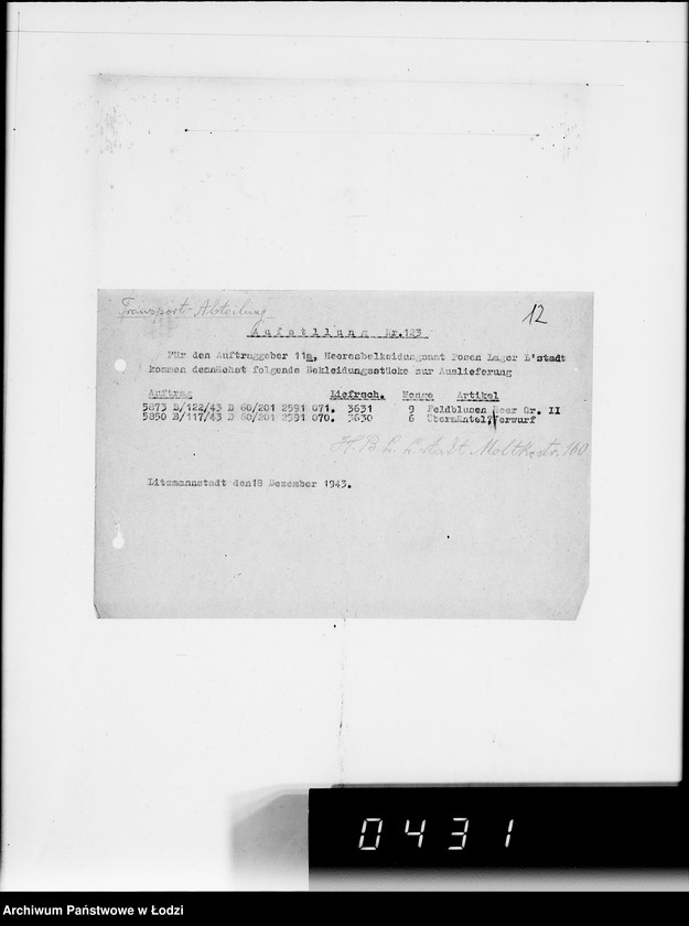 Obraz 16 z jednostki "Aufstellungen. Es kommen demnächst folgende Bekleidungsstücke zur Auslieferung"