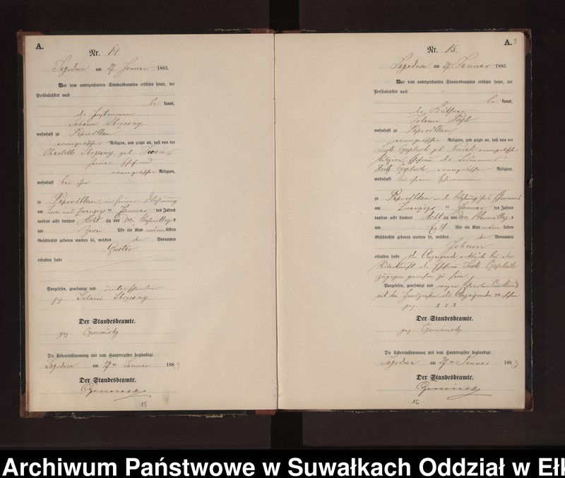 image.from.unit.number "Geburts-Neben-Register des Preussischen Standes-Amtes Rydzewen Kreis Loetzen"