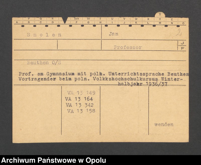 Obraz 4 z jednostki "[Smolen Jan, ur. 24.6.1901 Lyssa-Gora]"