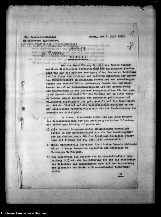 Obraz 15 z jednostki "Organisationsangelegenheiten. Landjahrverwaltung. Schulaufsicht über Volks- und Haupt- Schulen. Tätigkeitsbericht der Berufs- und Fachschulen"