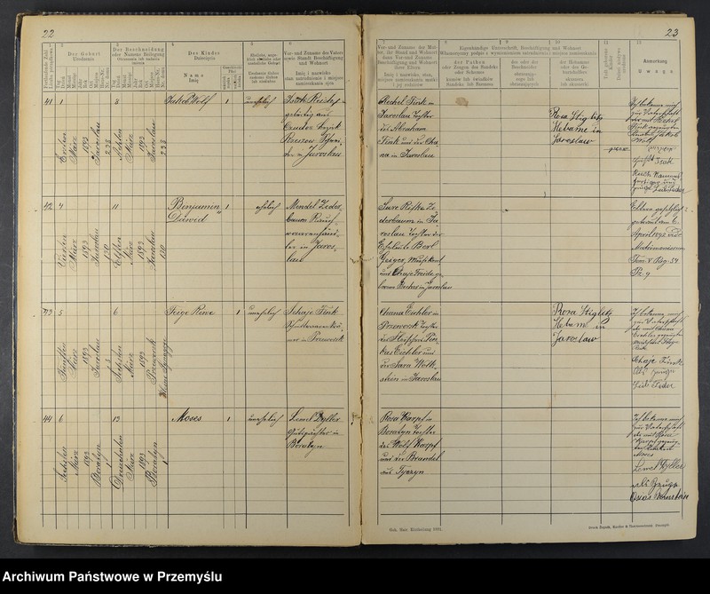 image.from.unit.number "Geburtsbuch des Isr.[aelitischen] Matriken-Bezirkes Jaroslau 1893"
